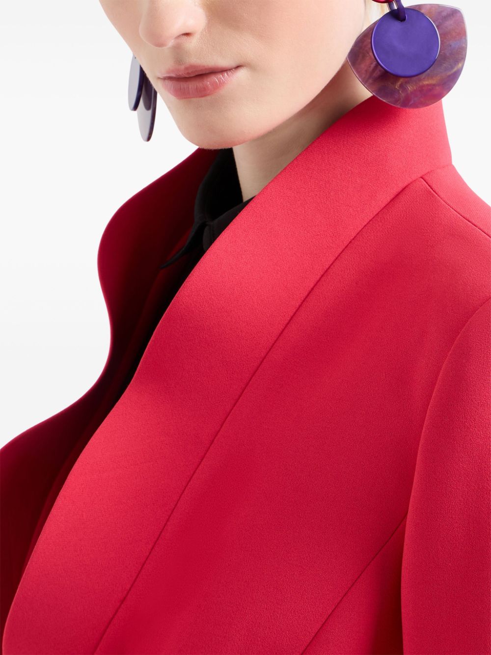 Emporio Armani Red Crepe Texture Jacket with Ruffled Detailing image 2