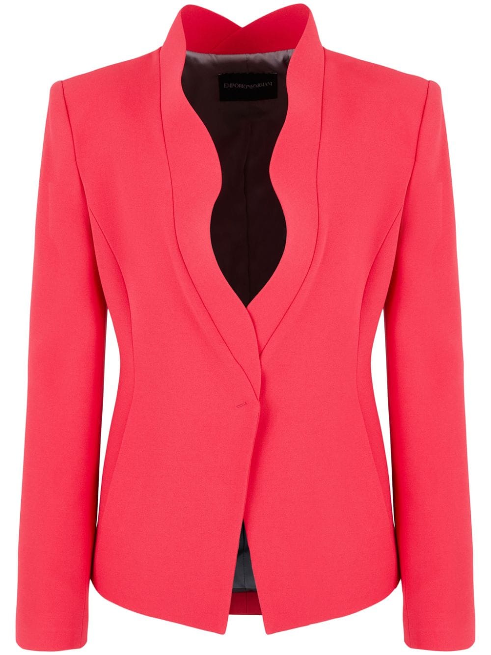 Emporio Armani Red Crepe Texture Jacket with Ruffled Detailing image 0