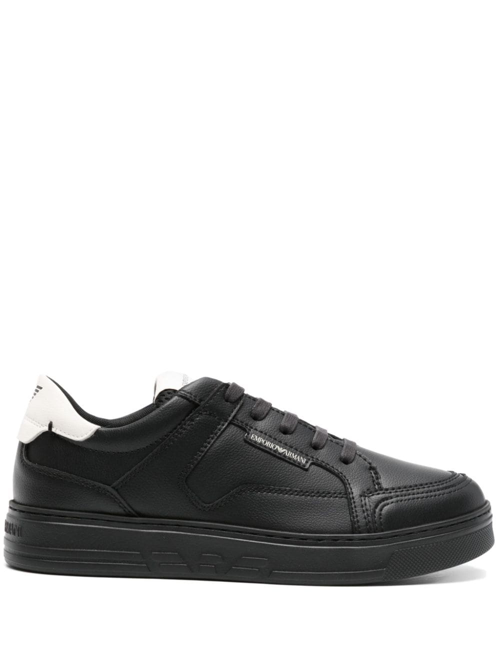 Emporio Armani Men's Black Leather Sneakers image 0