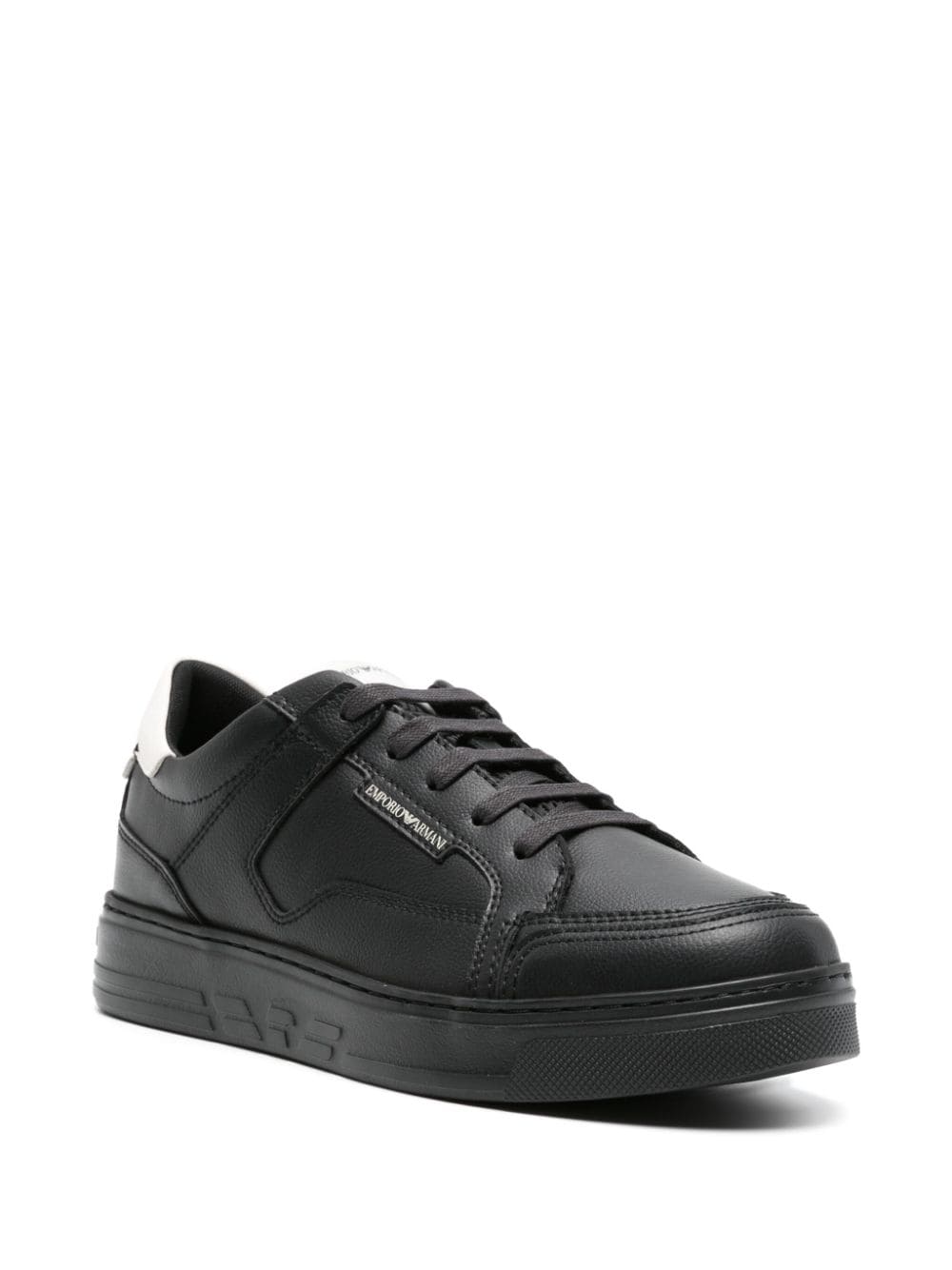 Emporio Armani Men's Black Leather Sneakers image 2