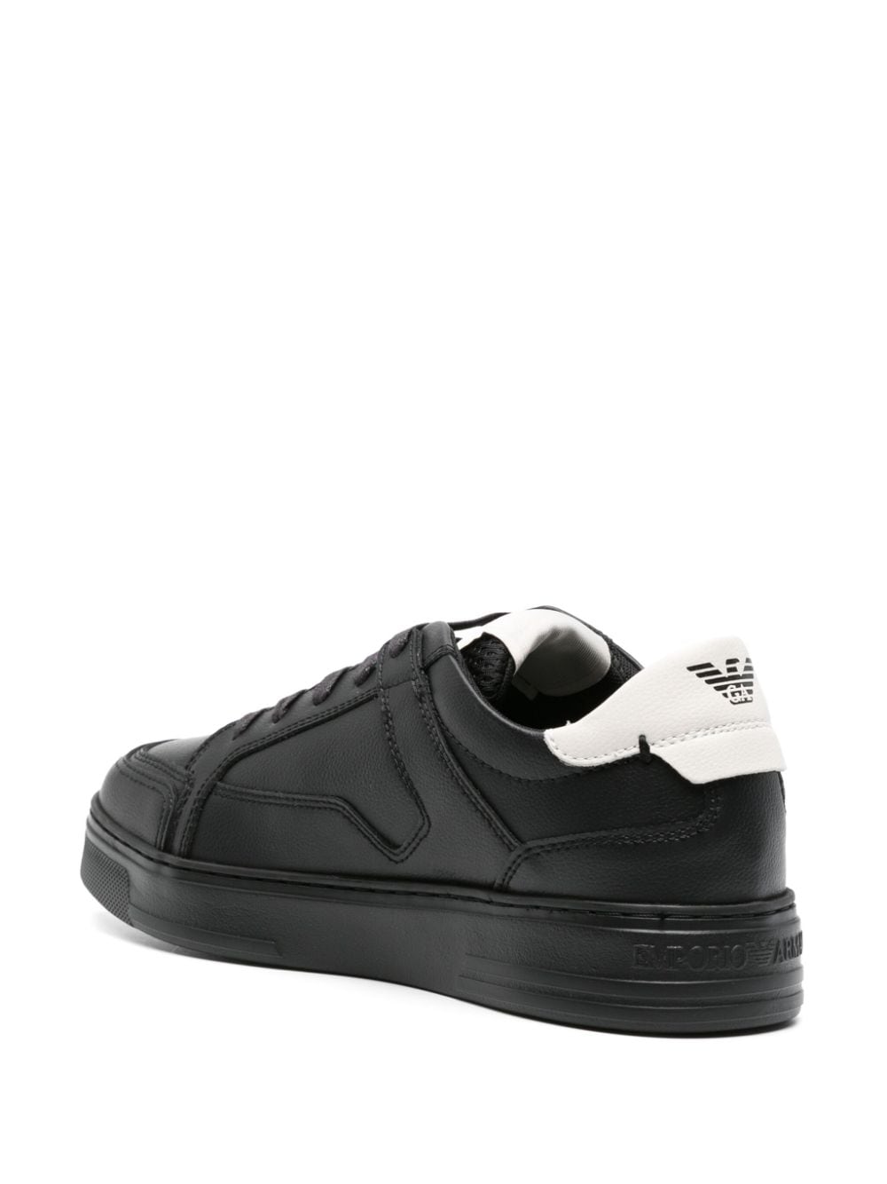 Emporio Armani Men's Black Leather Sneakers image 3