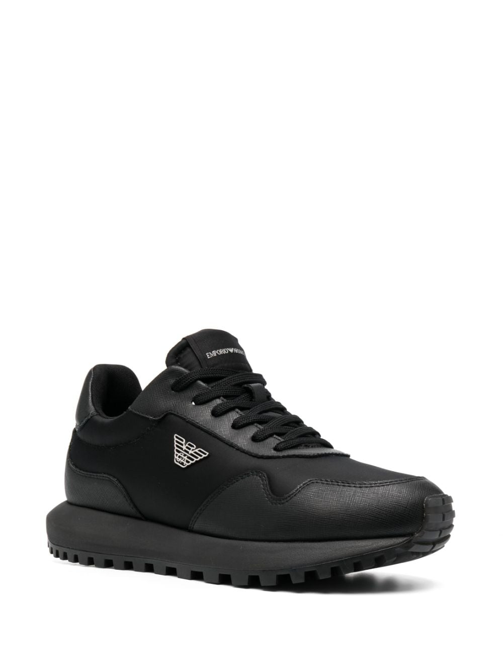 Emporio Armani Black Leather Logo Sneakers image 2