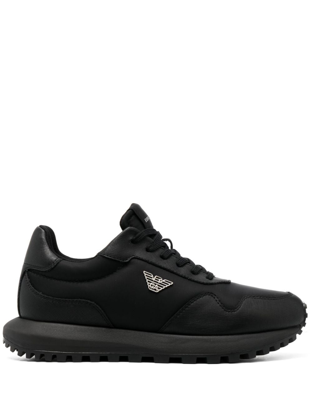 Emporio Armani Black Leather Logo Sneakers image 0