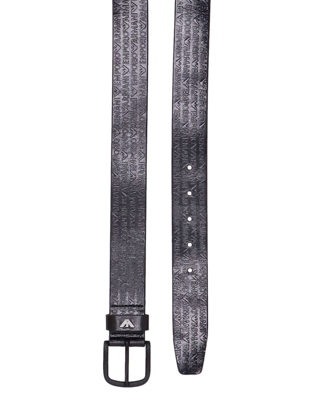 Emporio Armani Men's Black Leather Belt with Silver Buckle image 1