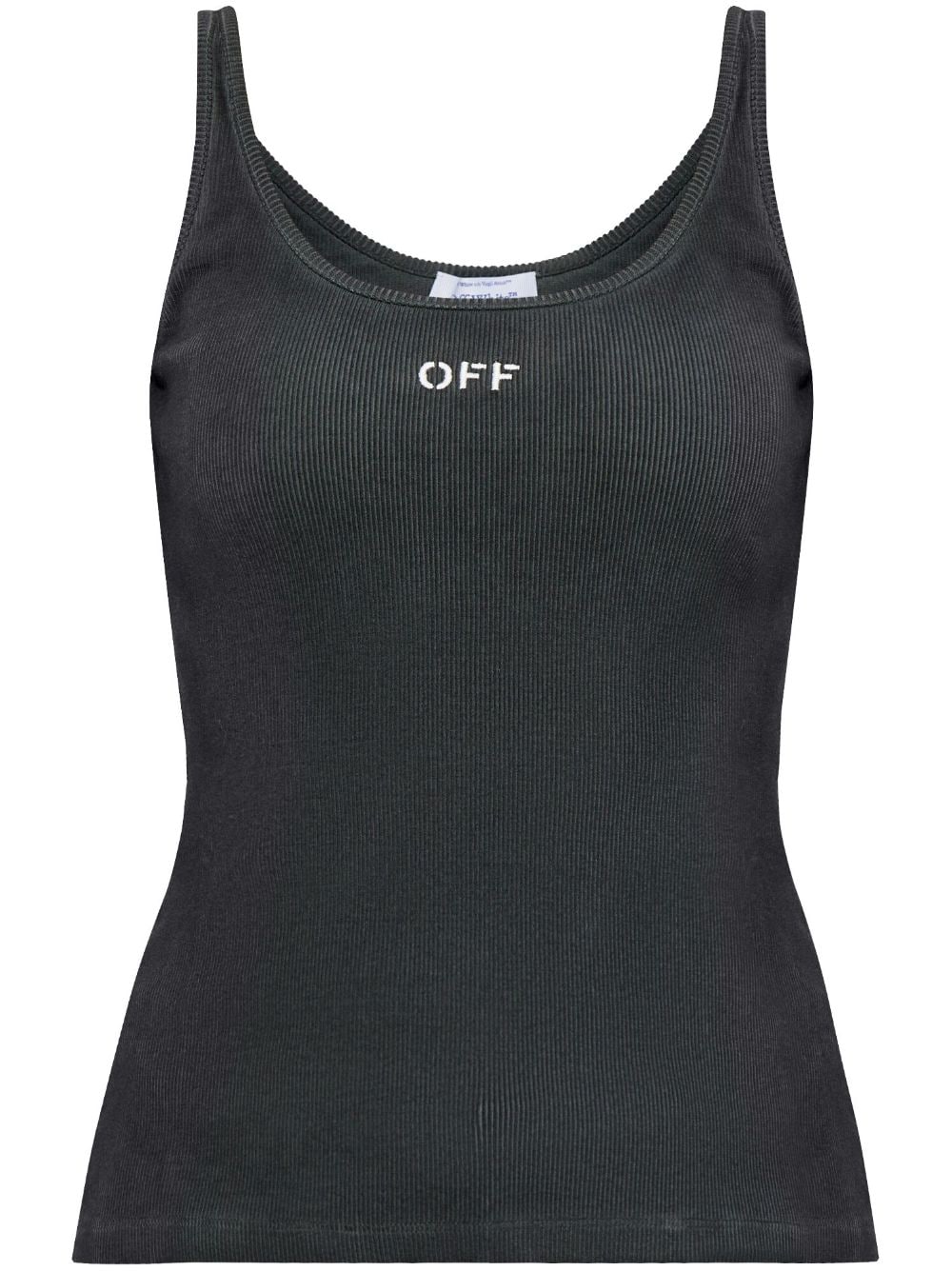 Off-White Ribbed Knit Sleeveless Top - Grey image 0