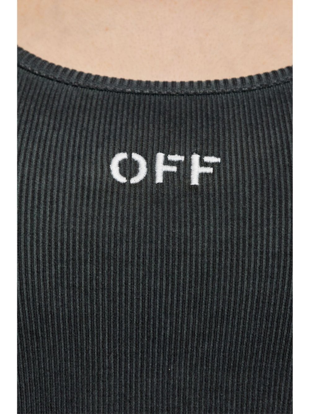 Off-White Ribbed Knit Sleeveless Top - Grey image 2