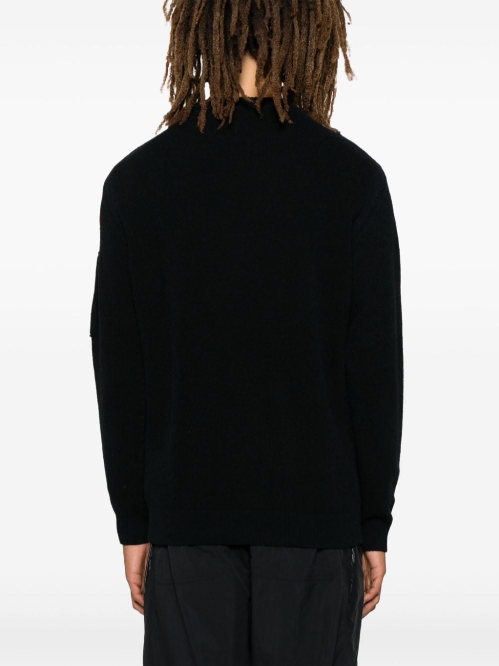 C.P. Company Black Ribbed Knit Sweater with Lens Detail image 2