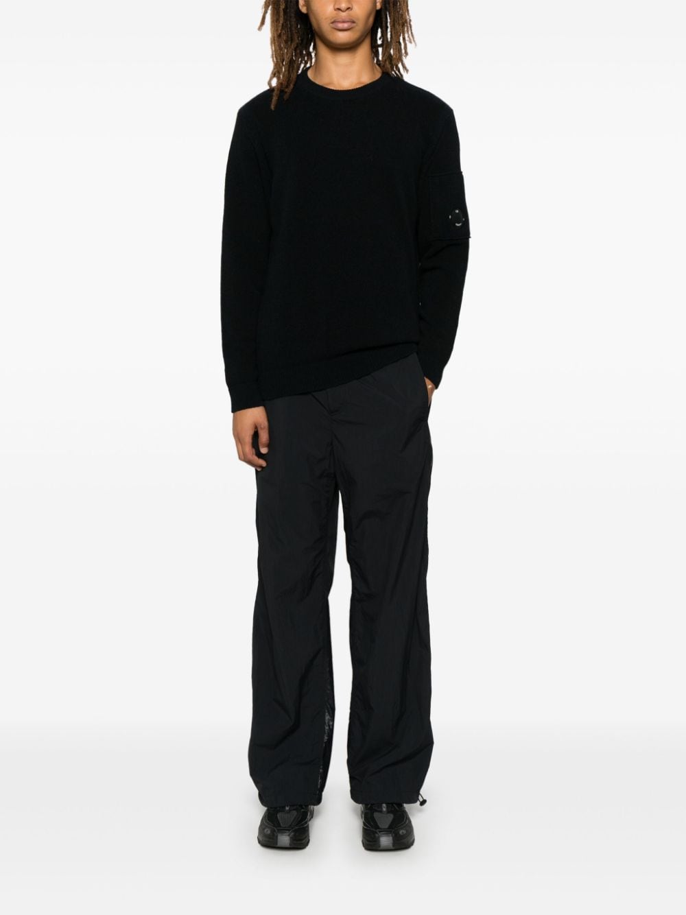 C.P. Company Black Ribbed Knit Sweater with Lens Detail image 3