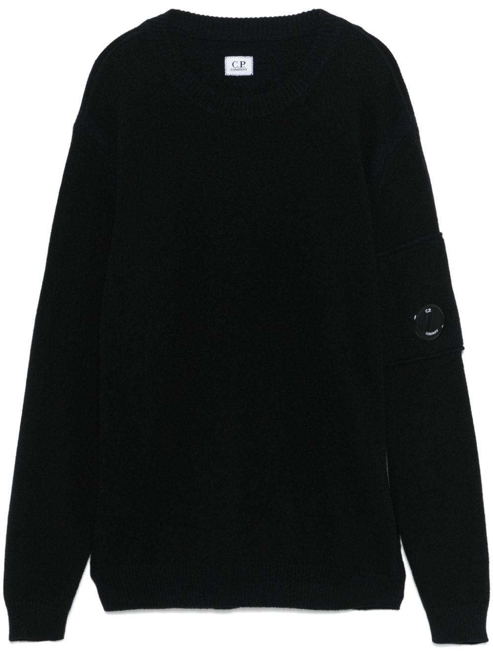 C.P. Company Black Ribbed Knit Sweater with Lens Detail image 0