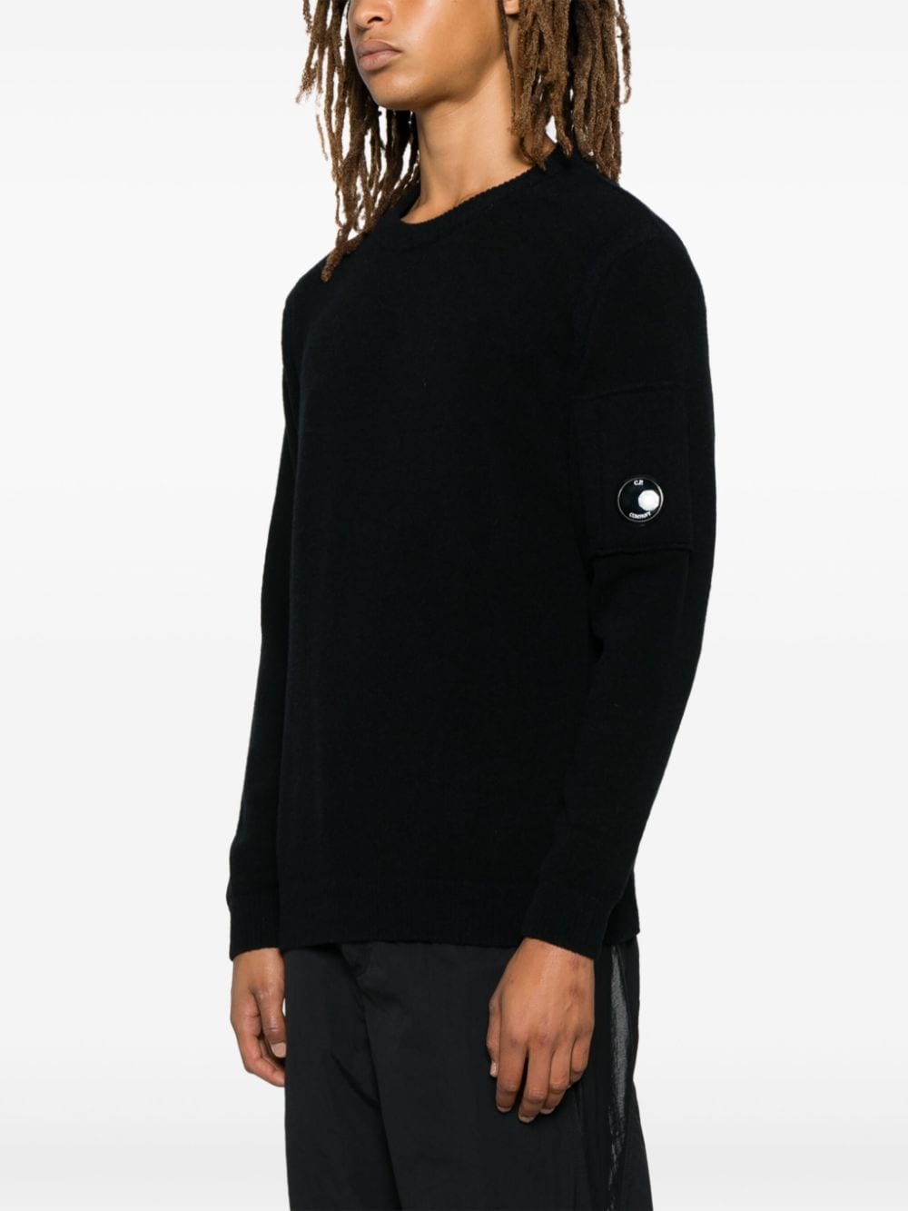 C.P. Company Black Ribbed Knit Sweater with Lens Detail image 4