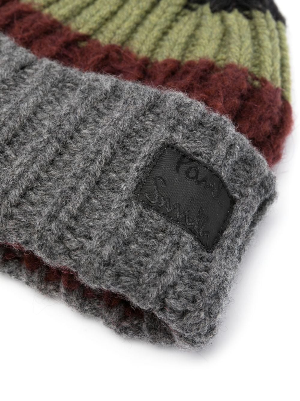 Paul Smith Black Striped Lambswool-Mohair Hat image 1