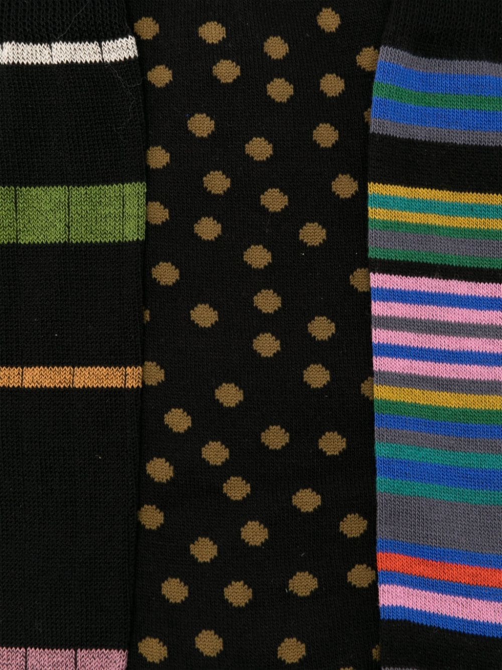 Paul Smith Men's Black Stripe & Polka Dot Mid-Calf Socks image 1