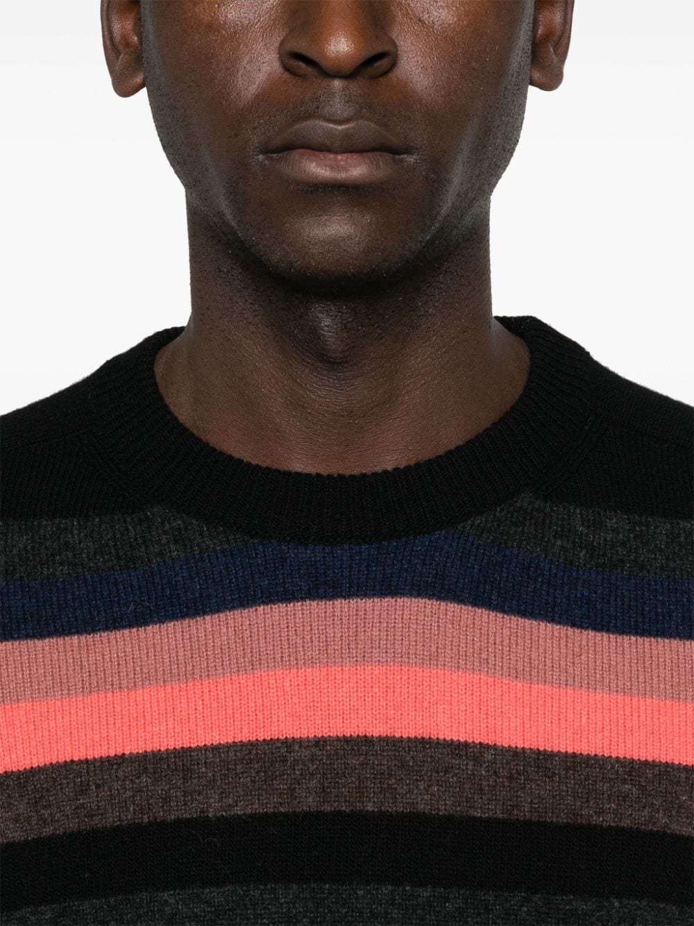 Paul Smith Men's Purple Striped Lambswool Crewneck Sweater image 1