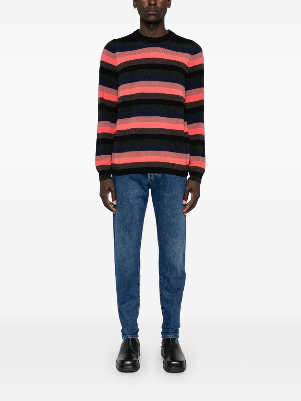 Paul Smith Men's Purple Striped Lambswool Crewneck Sweater image 3