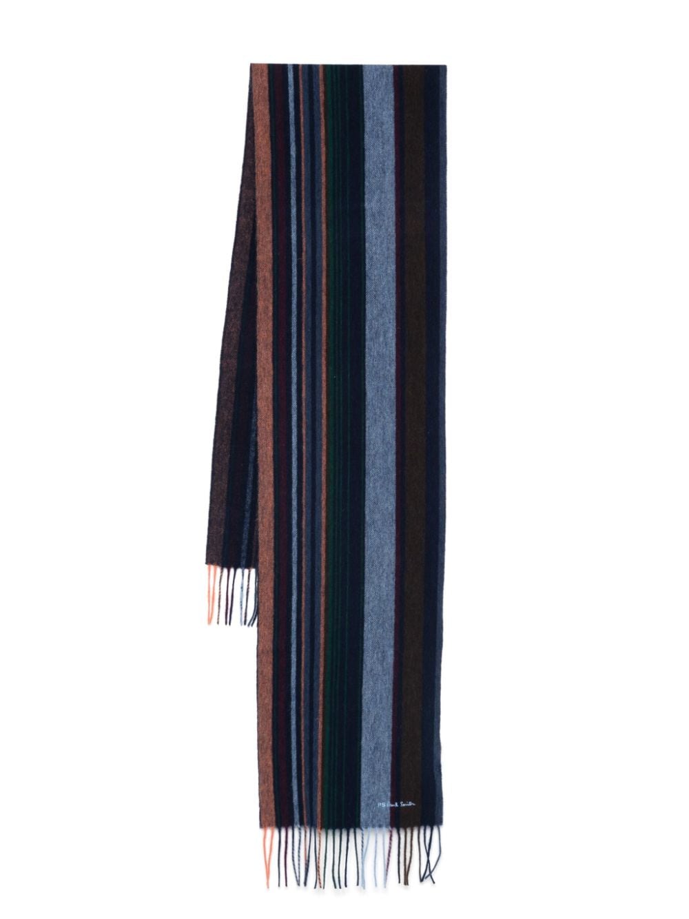 Paul Smith Blue Lambswool Knitted Scarf with Embroidered Logo image 0