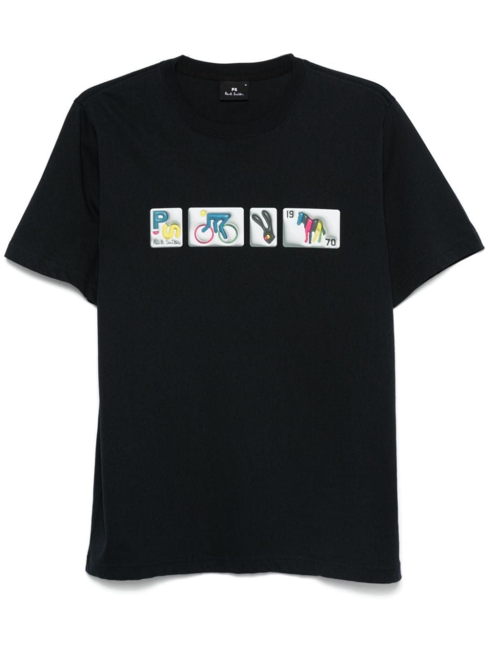 Paul Smith Men's Black T-Shirt with PS Badges Print image 0