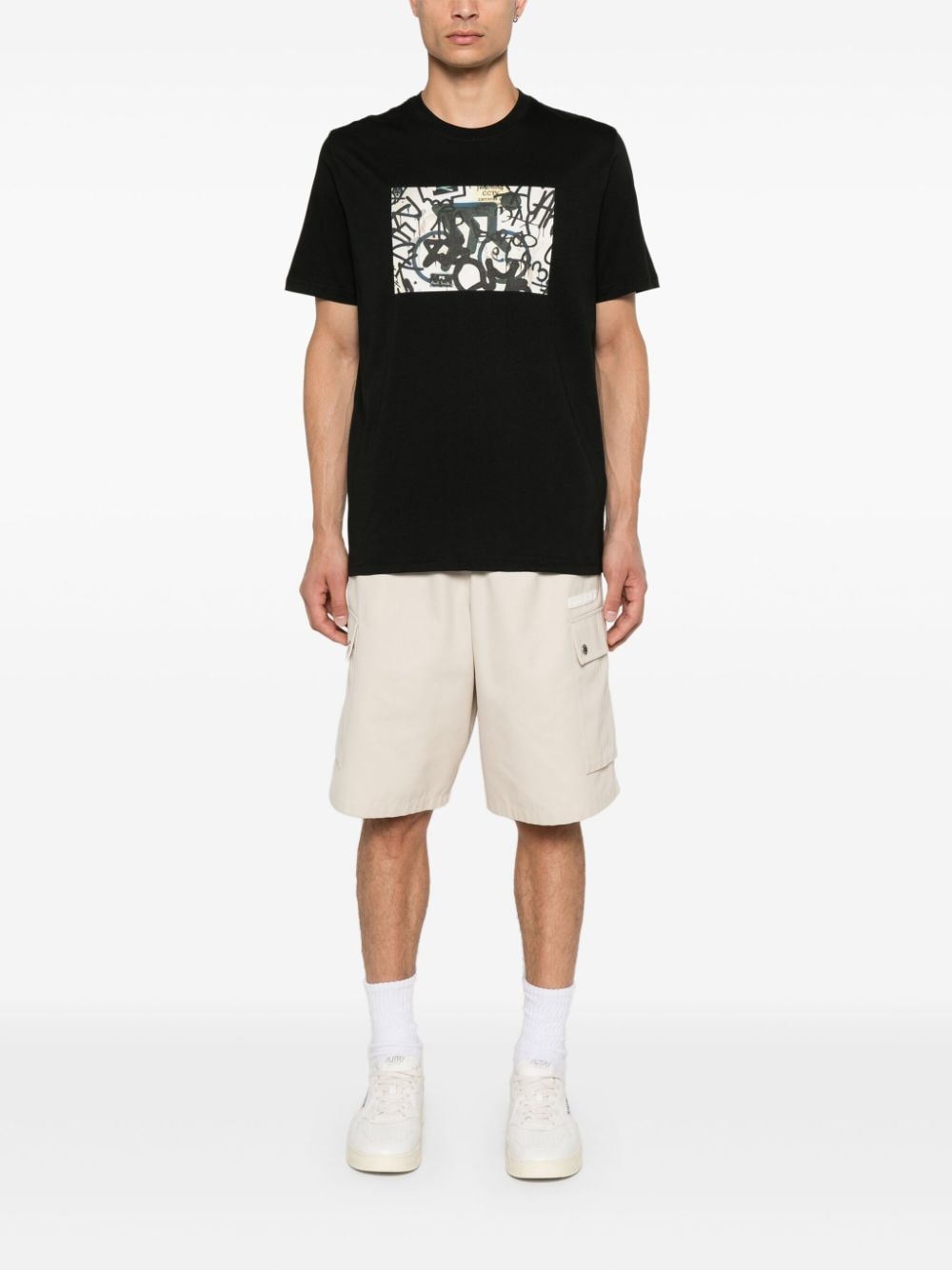 Paul Smith Men's Black Organic Cotton T-Shirt with B&W Bike Print image 1