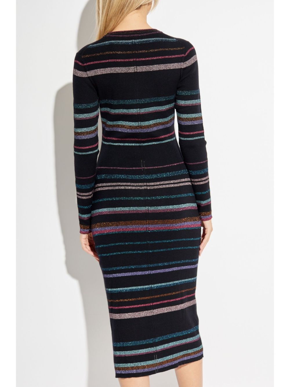 Paul Smith Black & Multicolor Striped Wool Blend Dress image 4