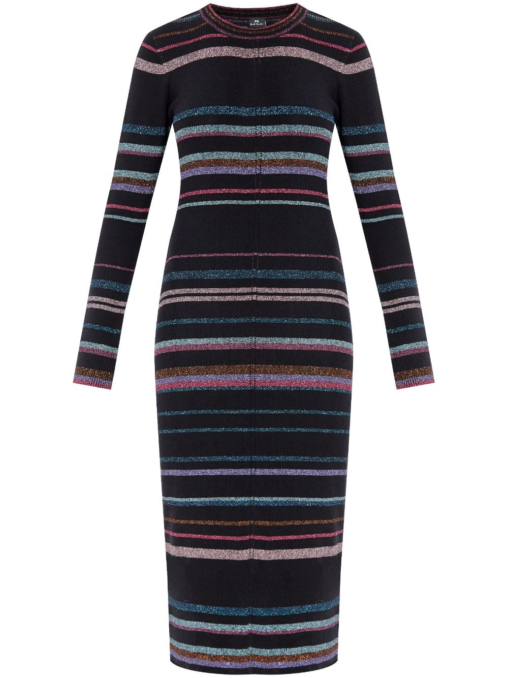 Paul Smith Black & Multicolor Striped Wool Blend Dress image 0