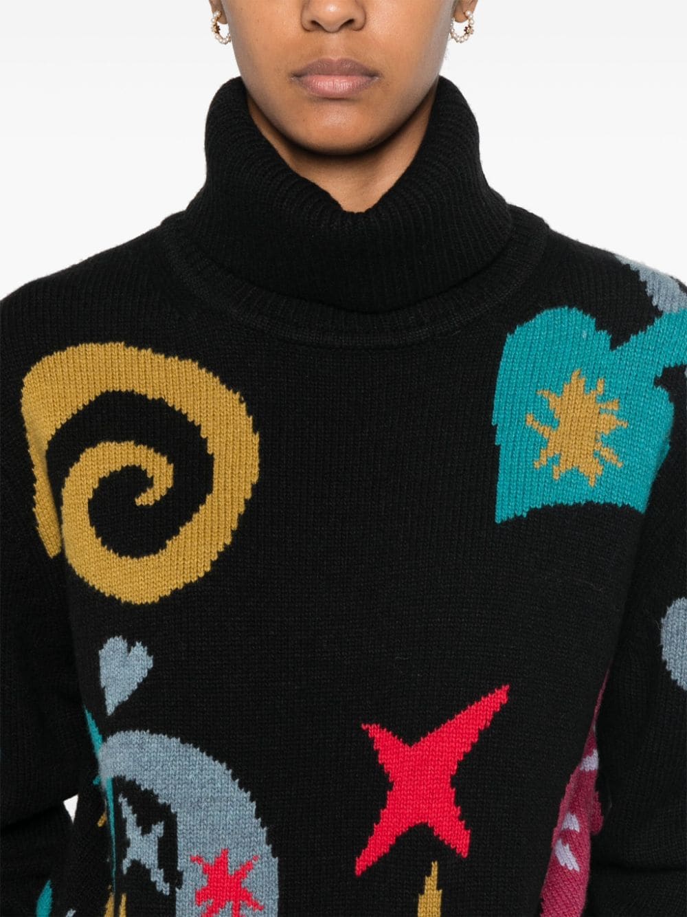 Paul Smith Men's Black Intarsia Knit Wool Blend Sweater image 3