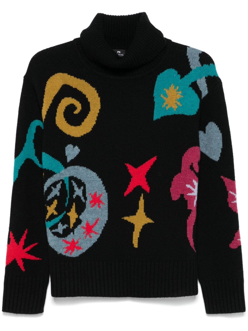 Paul Smith Men's Black Intarsia Knit Wool Blend Sweater image 0