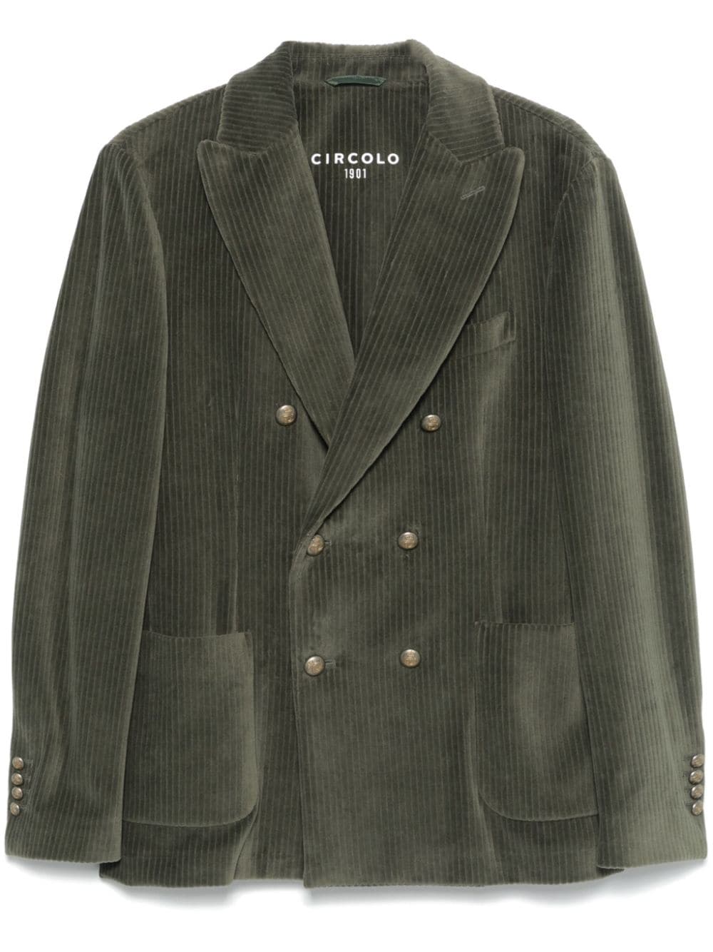 Circolo 1901 Men's Moss Green Corduroy Double-Breasted Blazer image 0