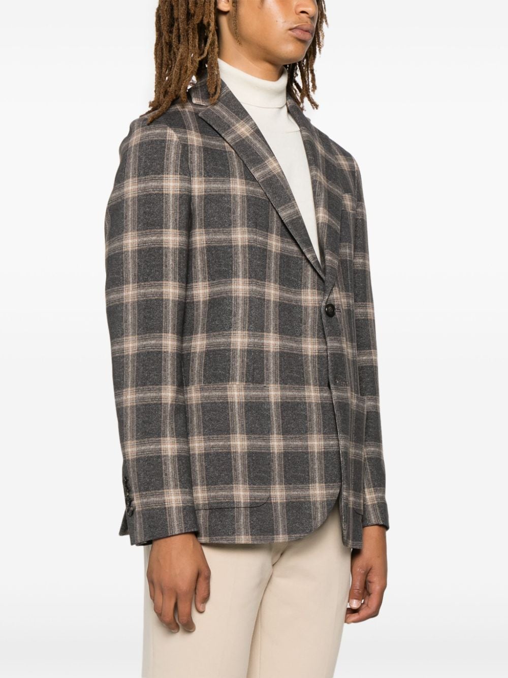 Circolo 1901 Camel Fleece Plaid Check Button-Up Jacket image 1