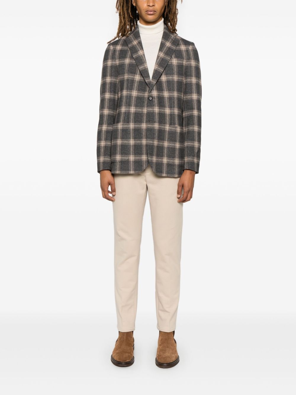 Circolo 1901 Camel Fleece Plaid Check Button-Up Jacket image 2