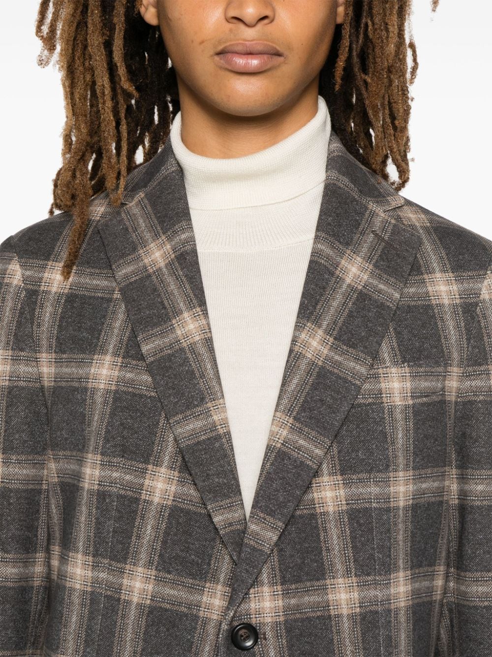 Circolo 1901 Camel Fleece Plaid Check Button-Up Jacket image 3