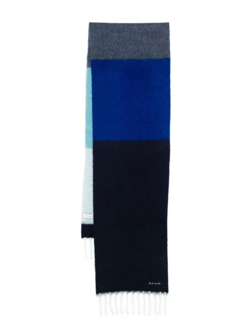 Paul Smith Blue Multicolor Brushed Scarf with Fringed Edge image 0