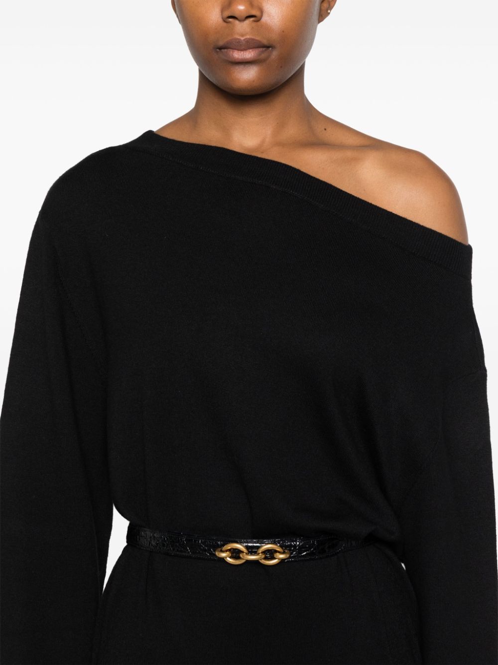 HERSKIND Black Merino Wool Off-Shoulder Dress image 2