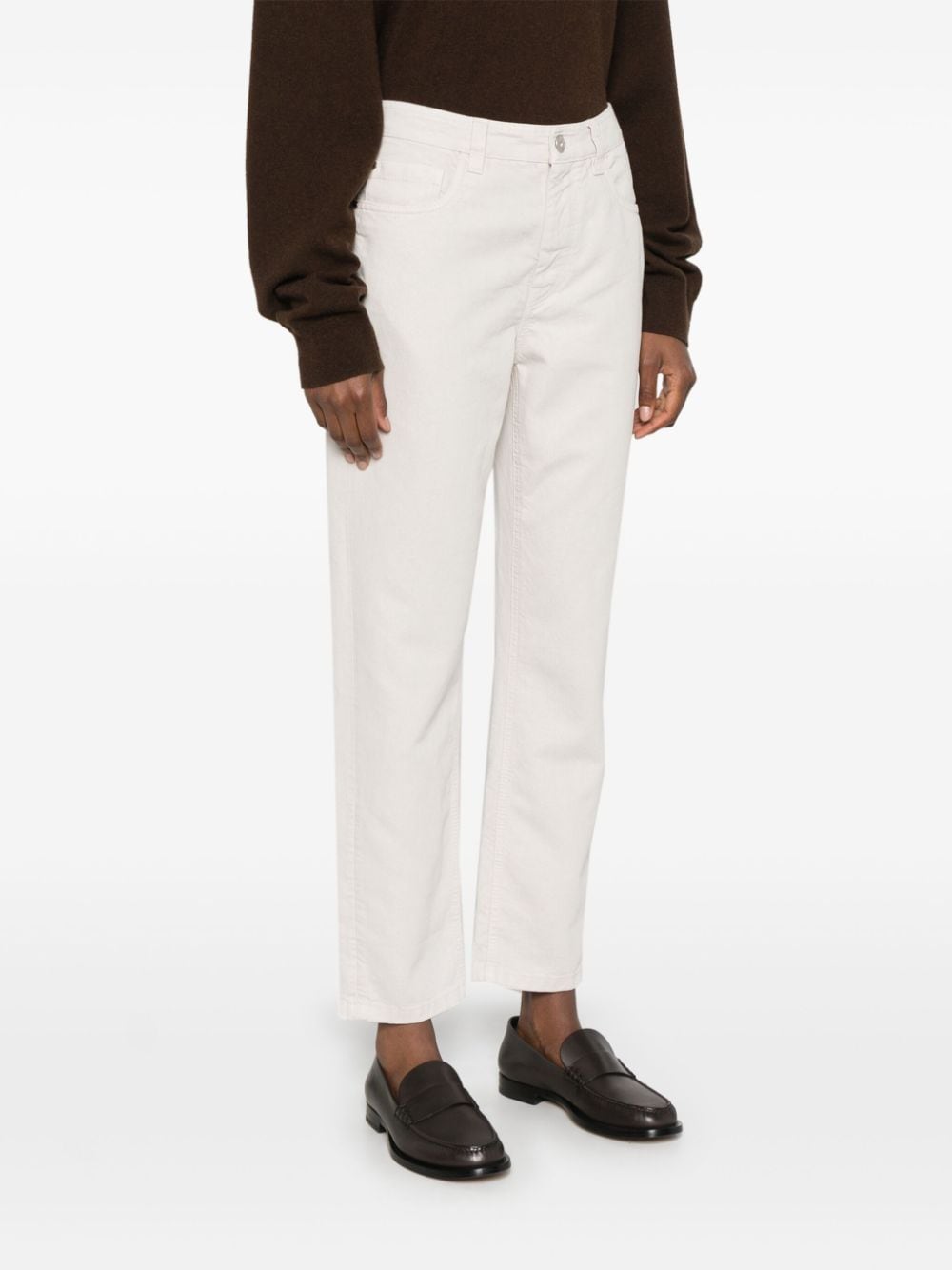 Brunello Cucinelli White Cotton Denim Trousers image 1