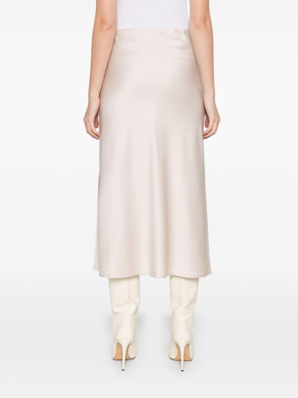 Brunello Cucinelli White Satin A-Line Skirt image 3