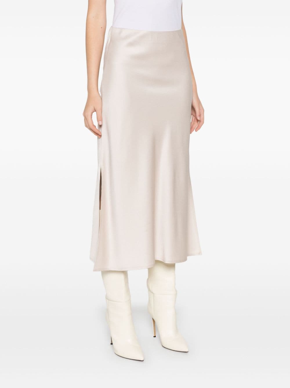 Brunello Cucinelli White Satin A-Line Skirt image 4