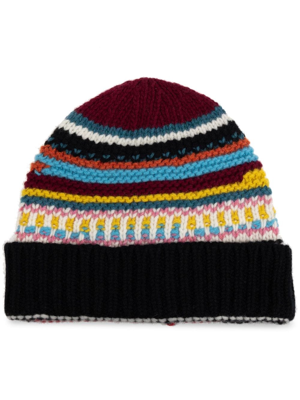 Paul Smith Multicolor Wool Knit Hat with Pinstripe Pattern image 0