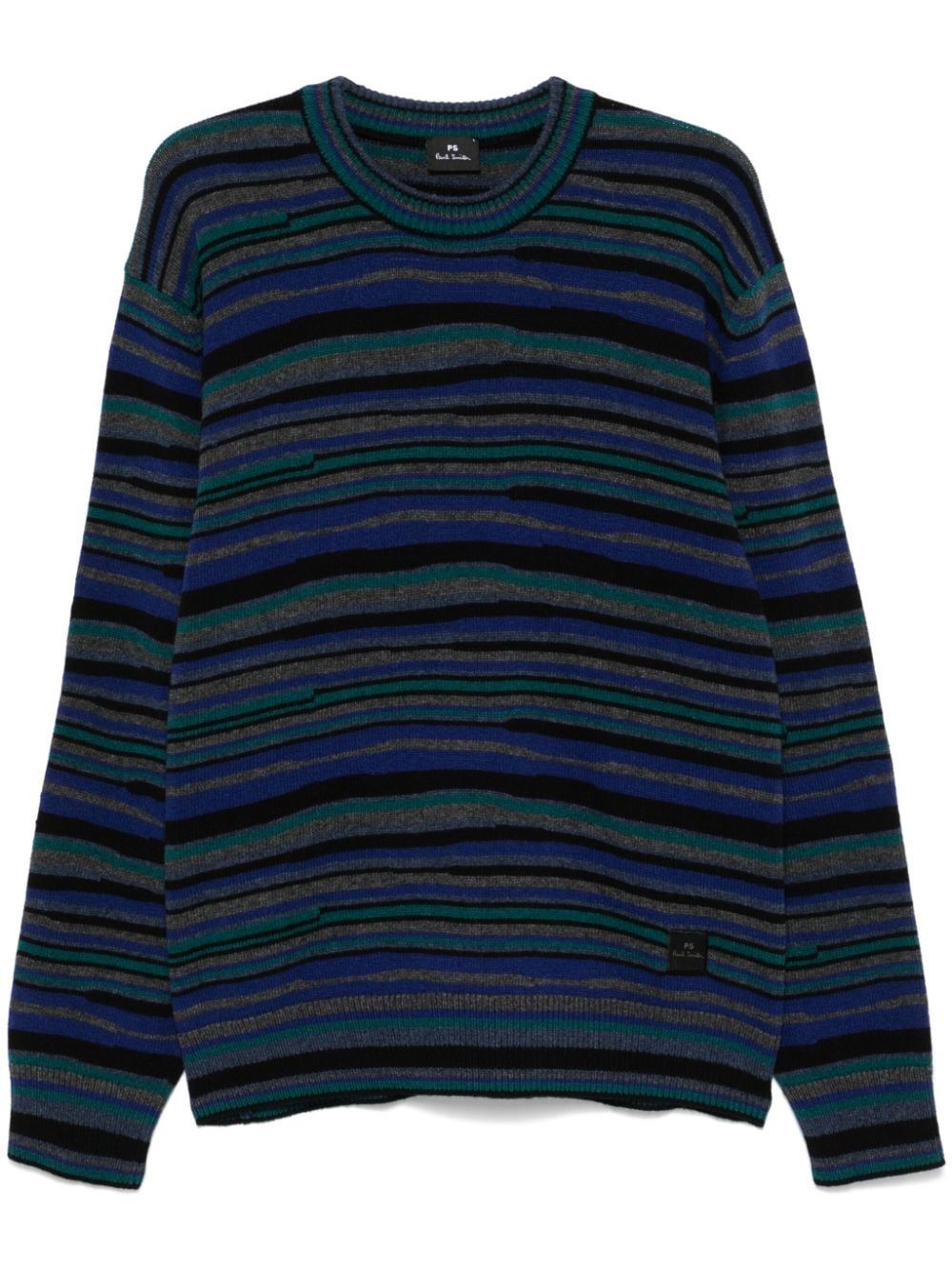 Paul Smith Blue Wool Blend Stripe Crew Neck Sweater image 0