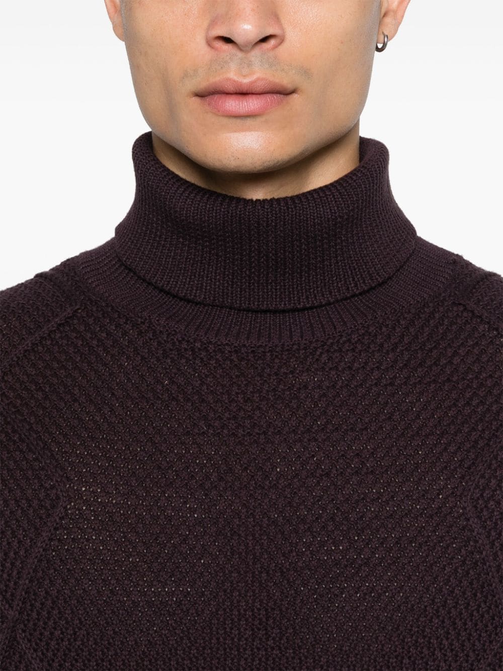 Paul Smith Brown Cable Knit Roll Neck Sweater image 1