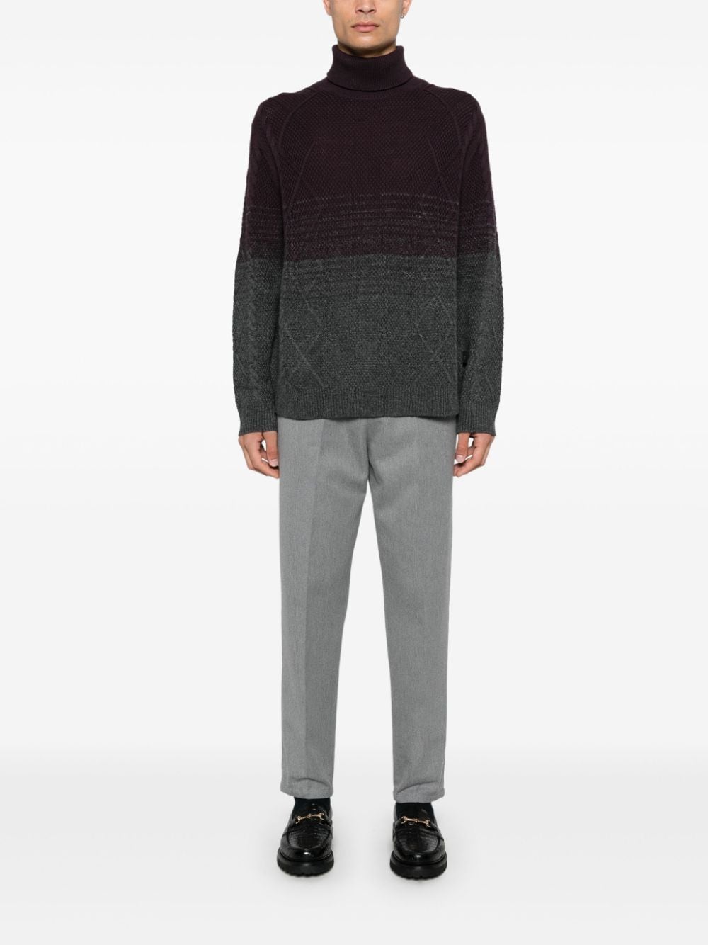 Paul Smith Brown Cable Knit Roll Neck Sweater image 2