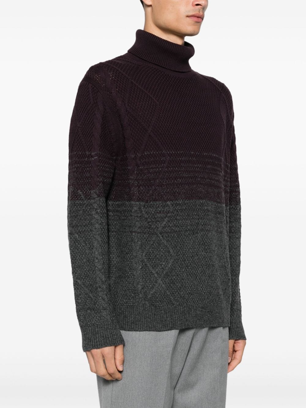 Paul Smith Brown Cable Knit Roll Neck Sweater image 4