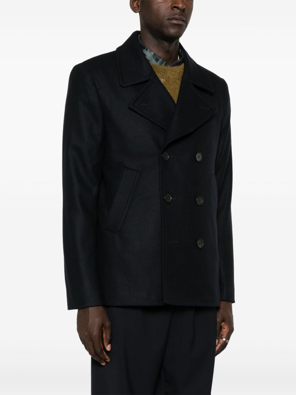 Paul Smith Blue Wool-Cashmere Blend Double-Breasted Coat image 2