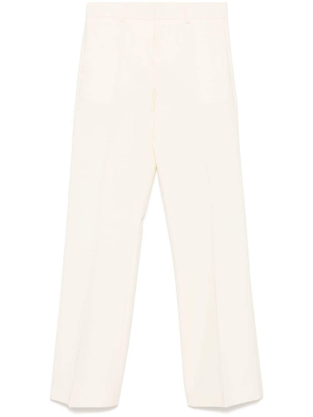 Alberto Biani White Flared Wool Trousers image 0