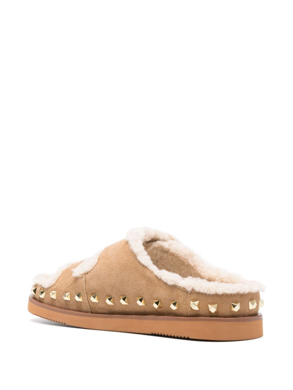 SLEEKEO Camel Suede Spike Stud Sandals image 1