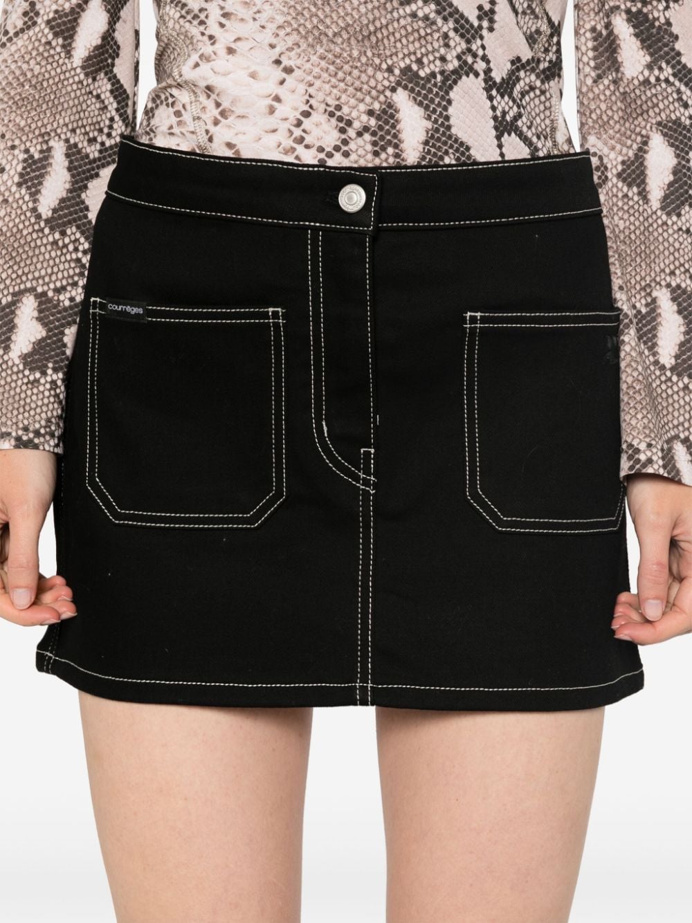 COURREGES PRE Women's Black Denim Mini Skirt image 2