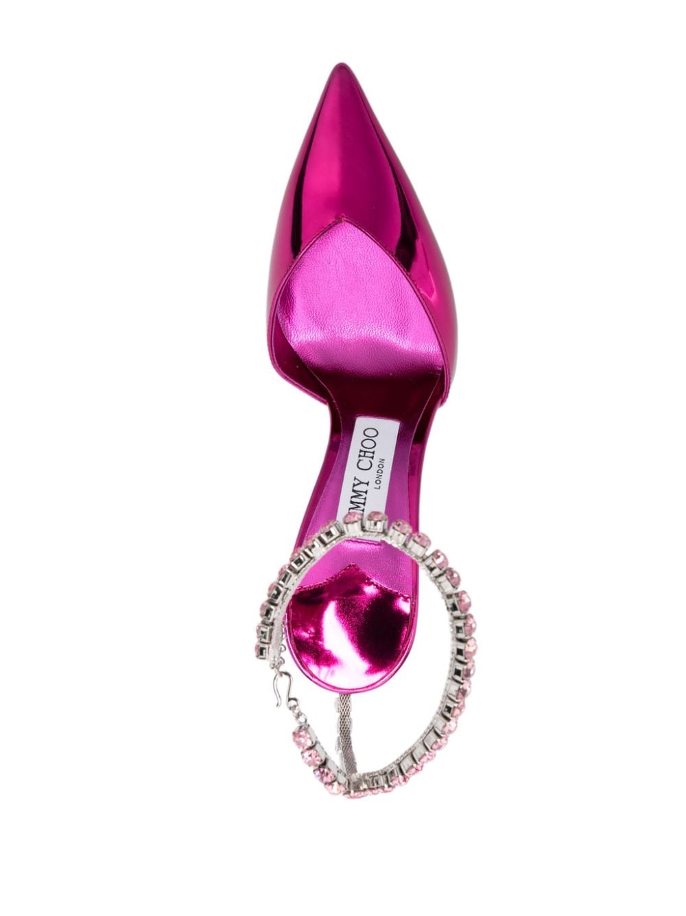 Jimmy Choo Fuchsia Pointed Toe Stiletto Heel with Crystal Ankle Strap image 2