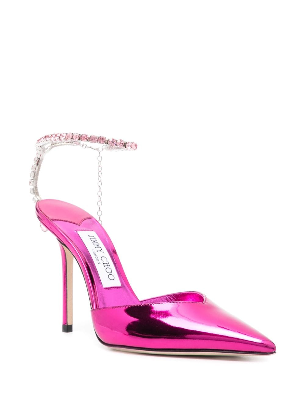 Jimmy Choo Fuchsia Pointed Toe Stiletto Heel with Crystal Ankle Strap image 3