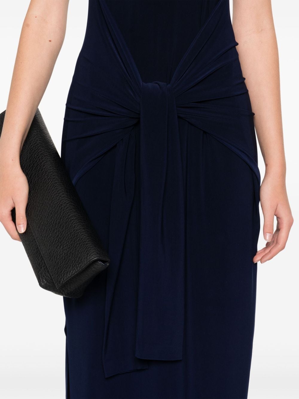 Norma Kamali Blue Stretch Jersey Side Slit Off-Shoulder Dress image 1