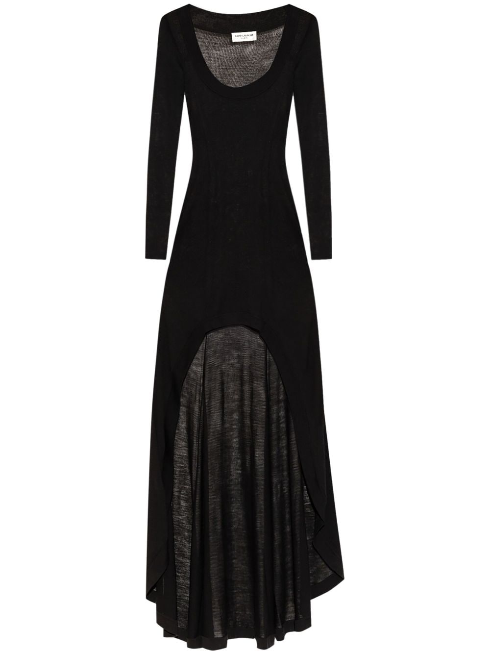 Saint Laurent Black Asymmetrical Wool Dress image 0