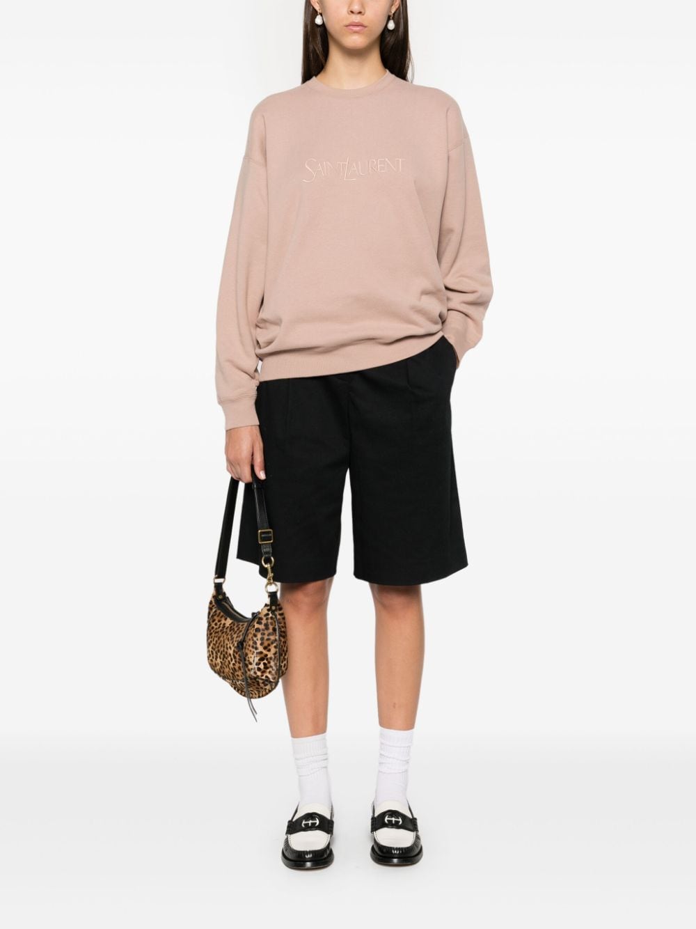 Saint Laurent Powder Pink Cotton Blend Crewneck Sweater image 1