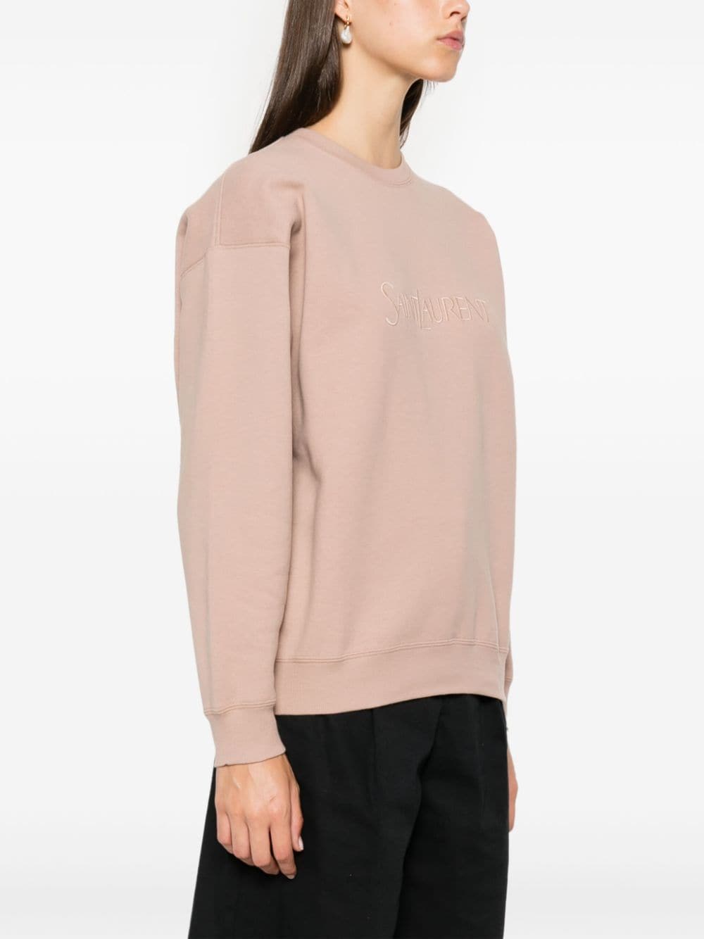 Saint Laurent Powder Pink Cotton Blend Crewneck Sweater image 3