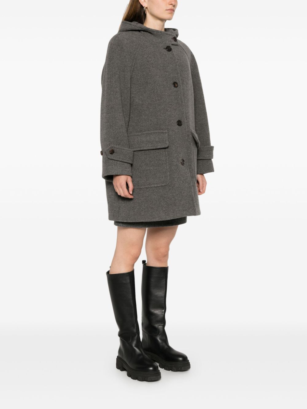 DUNST Grey Wool Blend Coat image 1